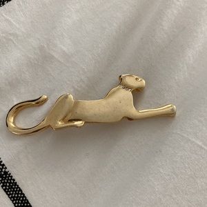 Vintage pin art deco gold cat leopard brooch